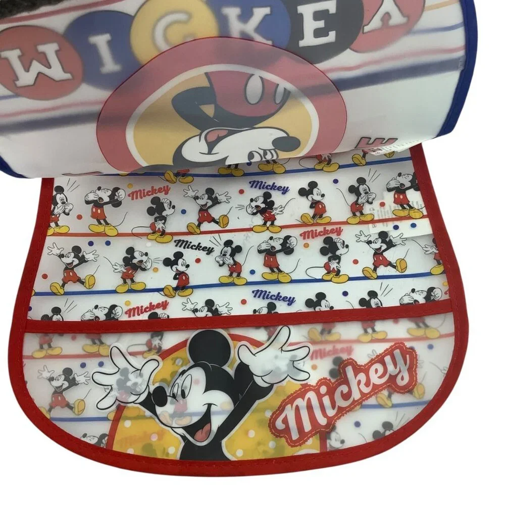 Disney Baby Mickey‎ Mouse 2-Pack Crumb Catcher Bibs With Adjustable Neck Closure